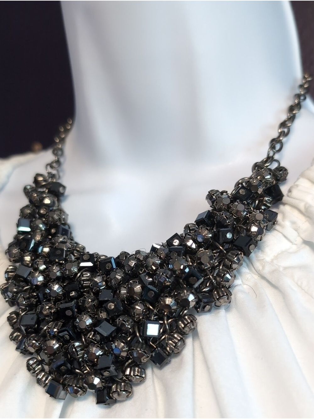 Black Statement Crystal Cluster Necklace